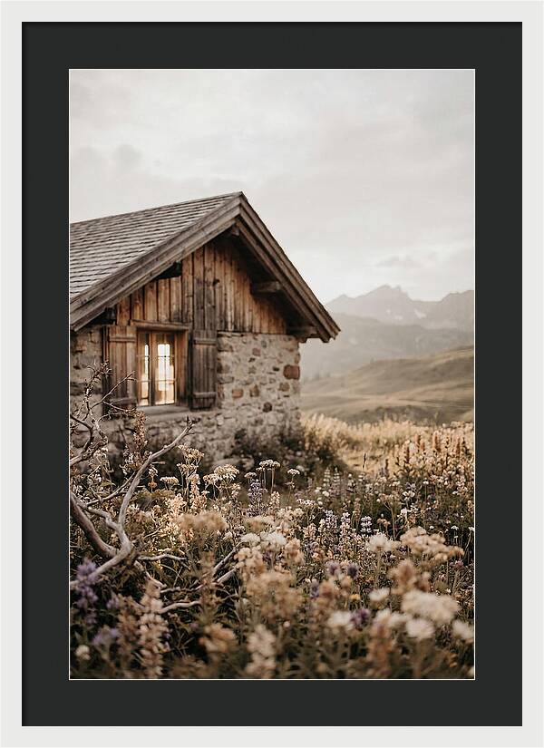 Mountain Hut Surrounded By Alpine Wildflowers
