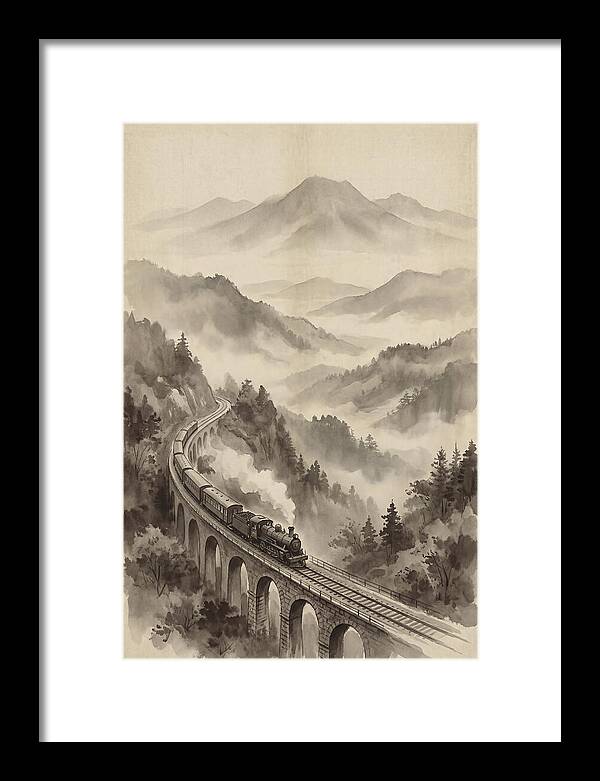 Mountain Railway Through Misty Valleys