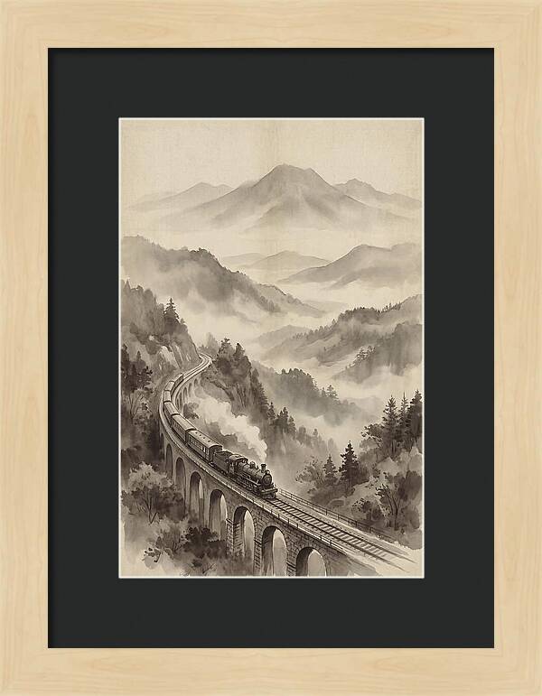 Mountain Railway Through Misty Valleys
