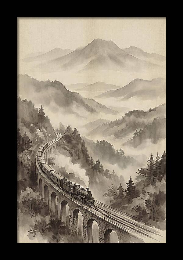 Mountain Railway Through Misty Valleys