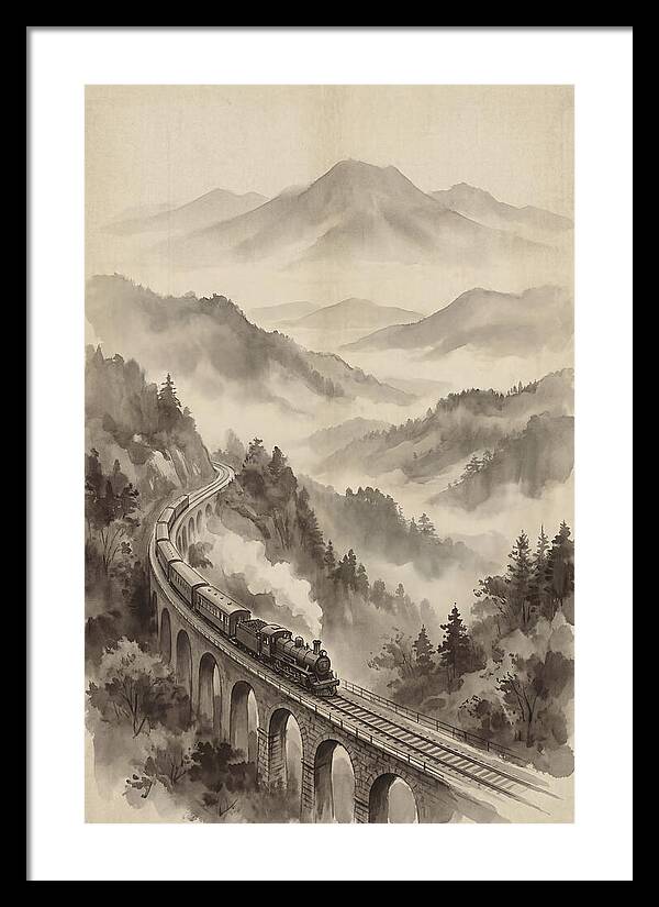 Mountain Railway Through Misty Valleys