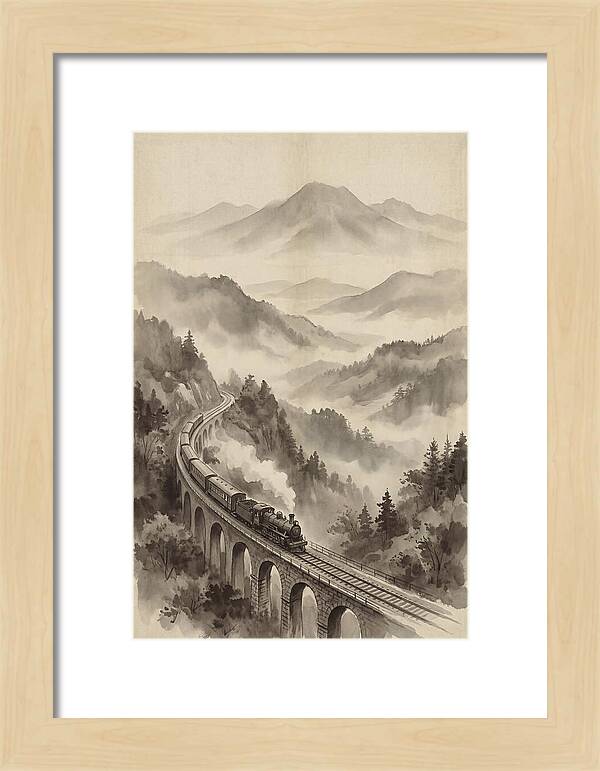Mountain Railway Through Misty Valleys