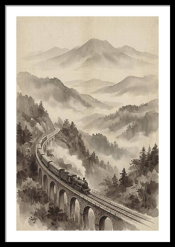 Mountain Railway Through Misty Valleys