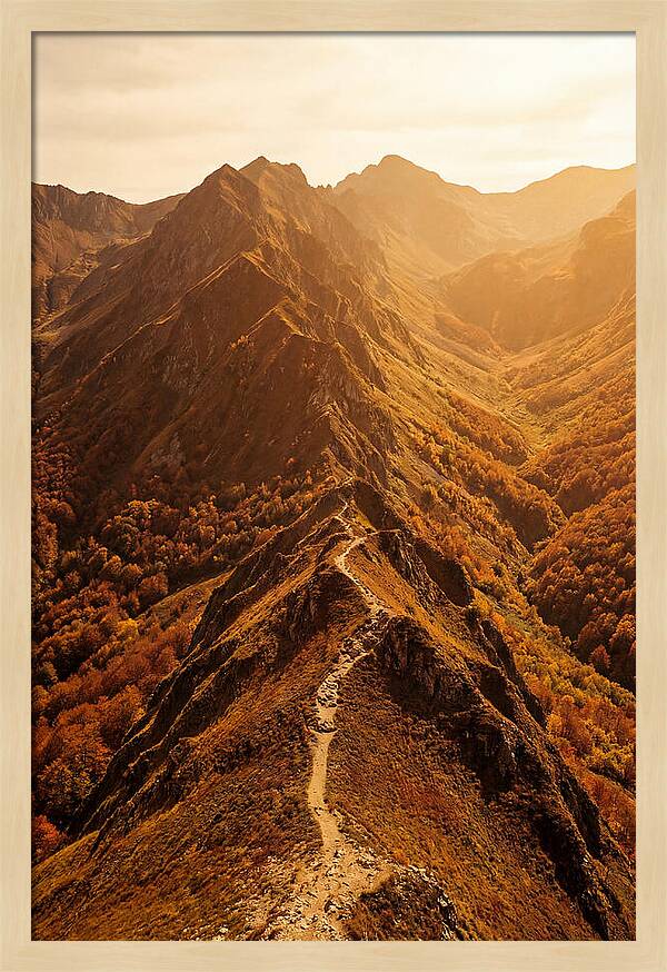 Mountain Ridge Walk In Autumn