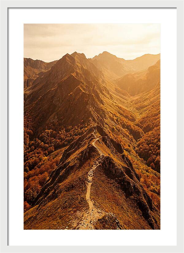 Mountain Ridge Walk In Autumn