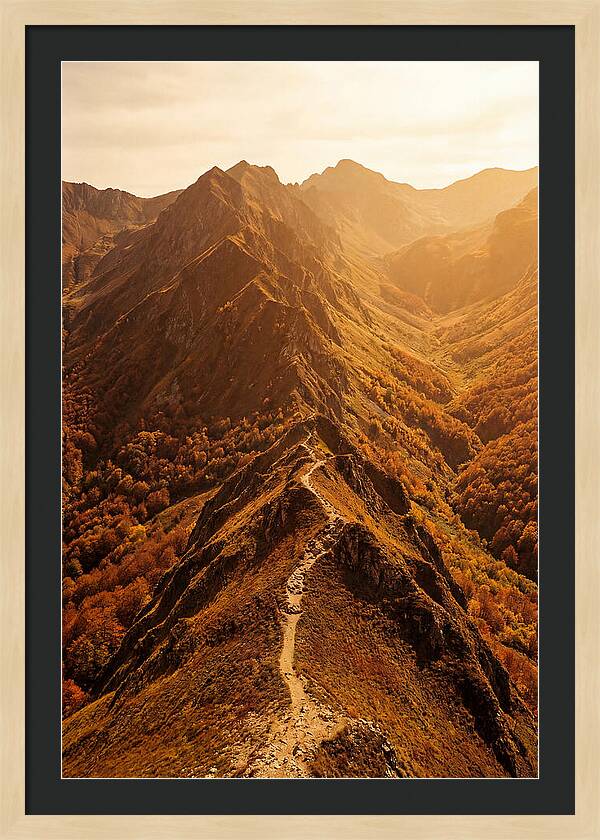 Mountain Ridge Walk In Autumn