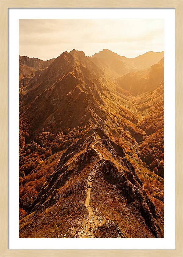 Mountain Ridge Walk In Autumn