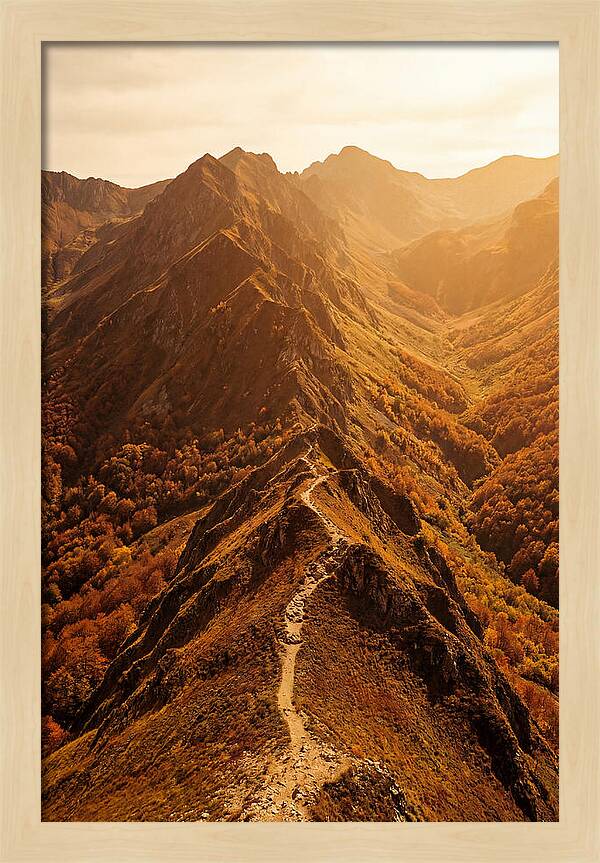Mountain Ridge Walk In Autumn