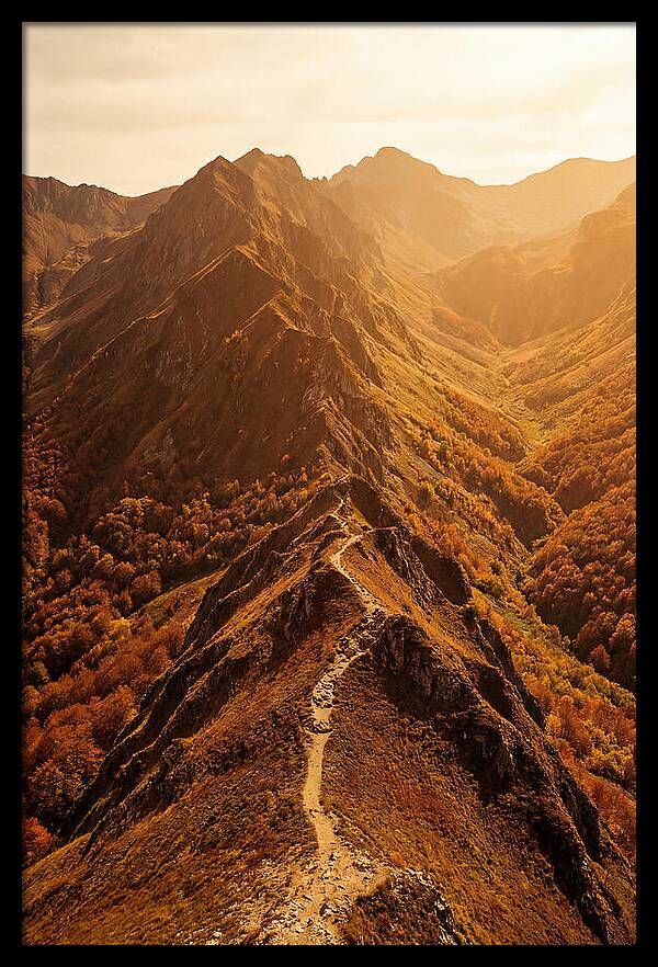 Mountain Ridge Walk In Autumn
