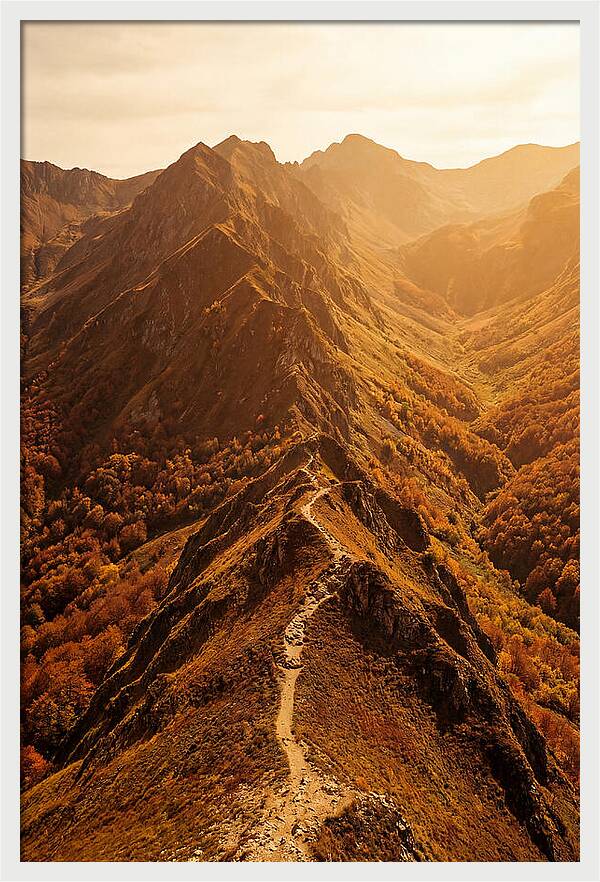 Mountain Ridge Walk In Autumn