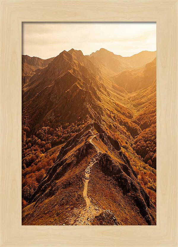 Mountain Ridge Walk In Autumn
