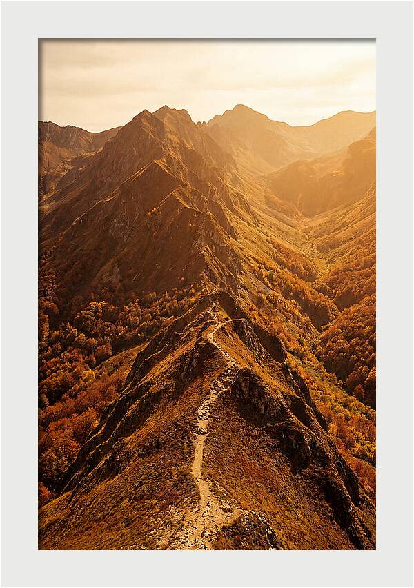 Mountain Ridge Walk In Autumn