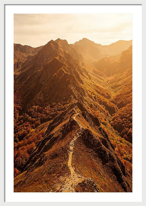 Mountain Ridge Walk In Autumn