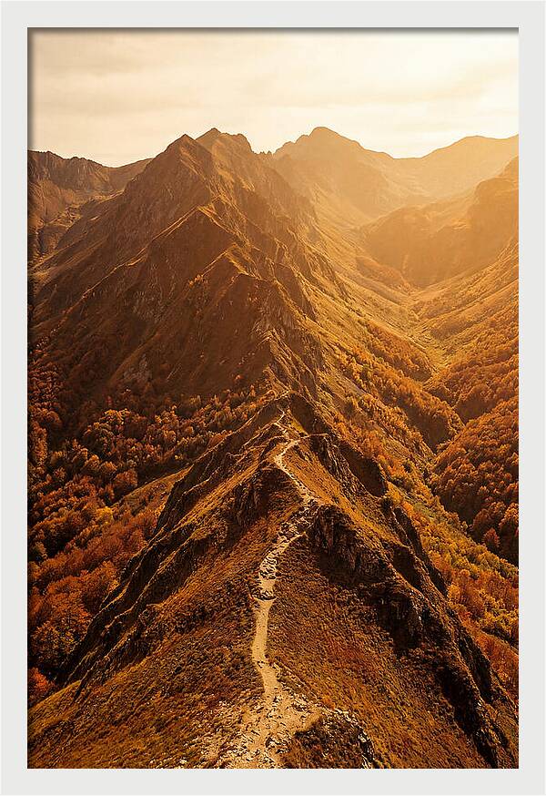 Mountain Ridge Walk In Autumn