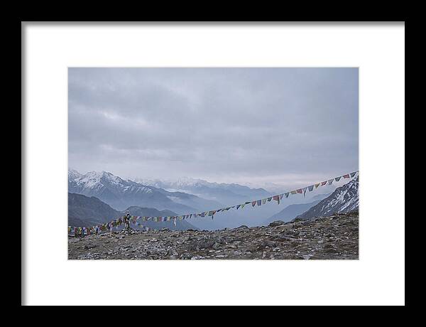 Mountain Sunrise With Prayer Flags