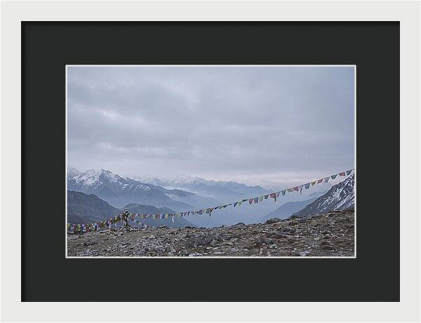 Mountain Sunrise With Prayer Flags