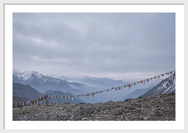 Mountain Sunrise With Prayer Flags