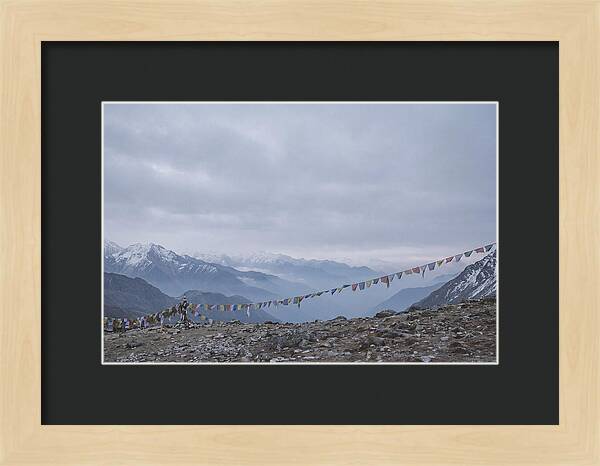 Mountain Sunrise With Prayer Flags