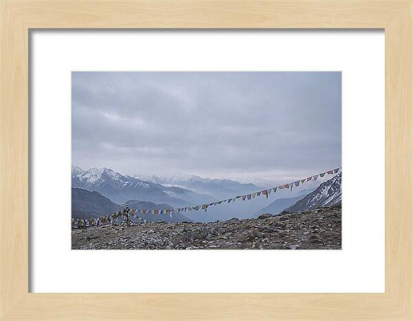 Mountain Sunrise With Prayer Flags