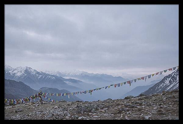 Mountain Sunrise With Prayer Flags