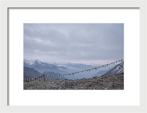 Mountain Sunrise With Prayer Flags