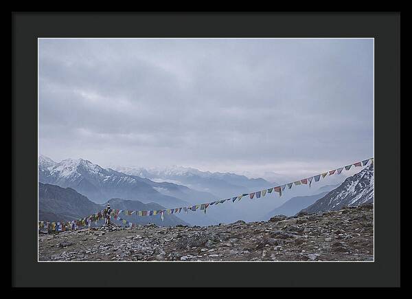 Mountain Sunrise With Prayer Flags