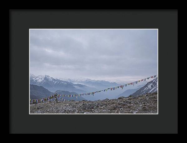 Mountain Sunrise With Prayer Flags