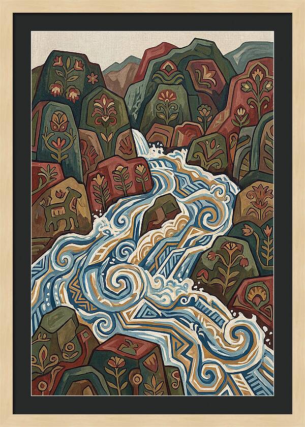 Mountain Torrent Flowing Through Rocks