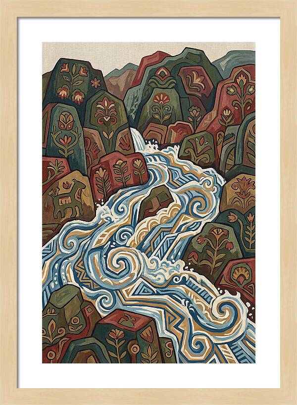 Mountain Torrent Flowing Through Rocks