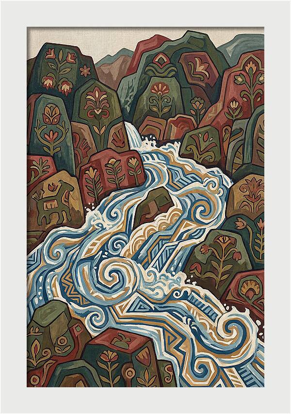 Mountain Torrent Flowing Through Rocks