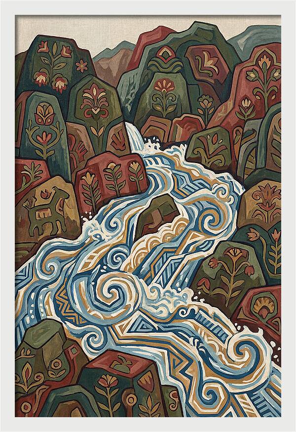 Mountain Torrent Flowing Through Rocks