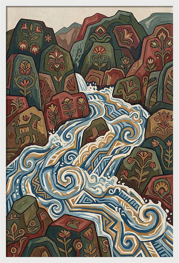 Mountain Torrent Flowing Through Rocks