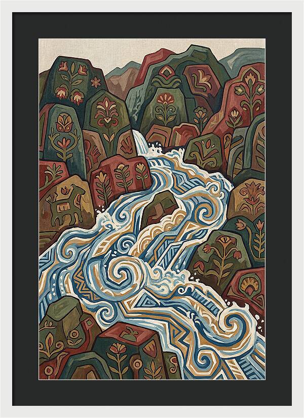 Mountain Torrent Flowing Through Rocks