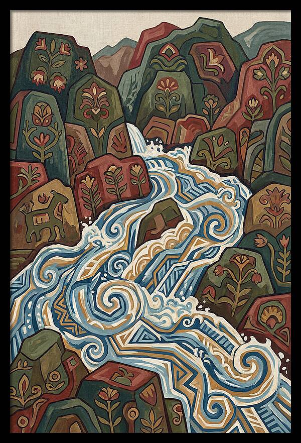 Mountain Torrent Flowing Through Rocks