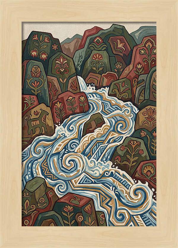 Mountain Torrent Flowing Through Rocks