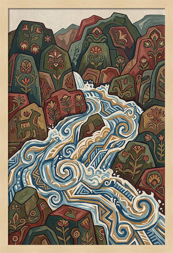 Mountain Torrent Flowing Through Rocks