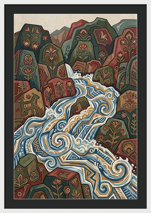 Mountain Torrent Flowing Through Rocks