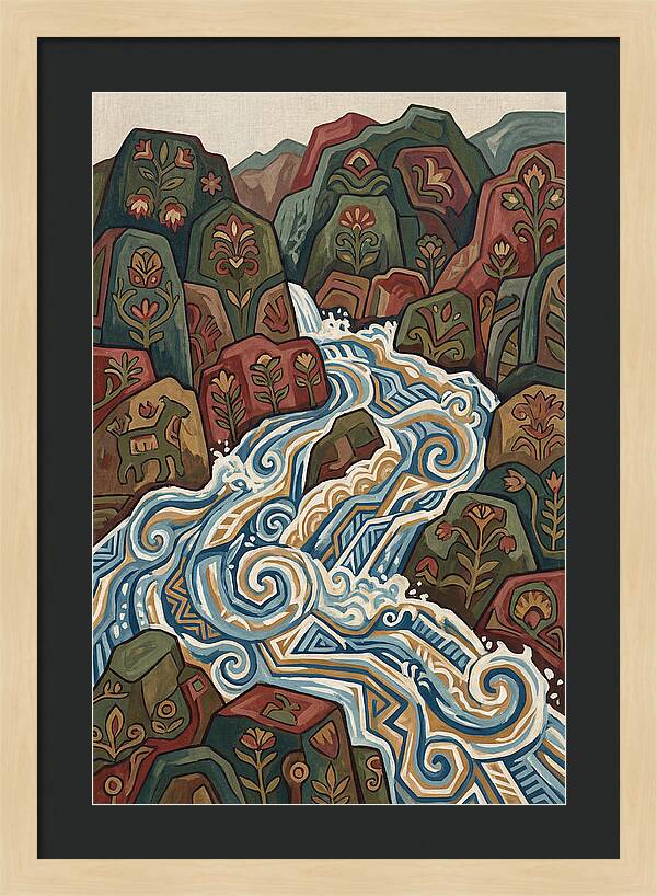 Mountain Torrent Flowing Through Rocks