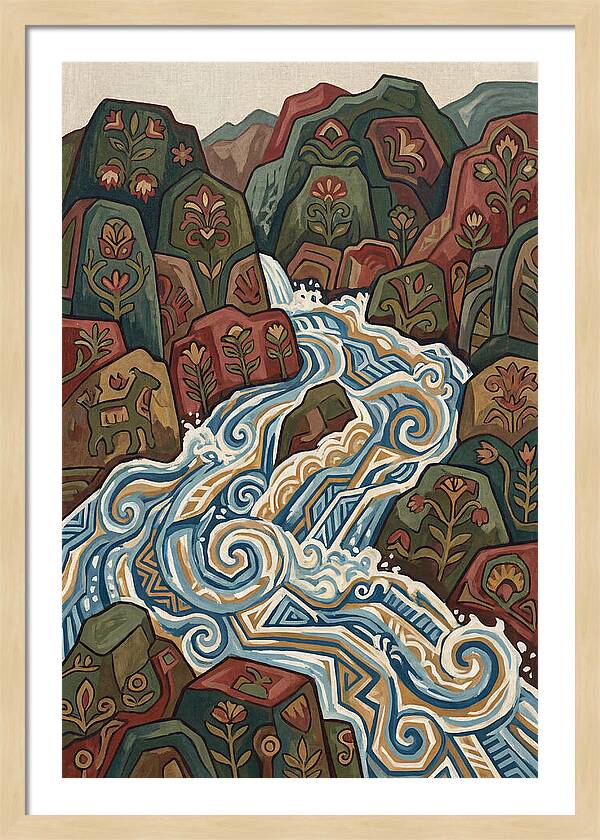 Mountain Torrent Flowing Through Rocks