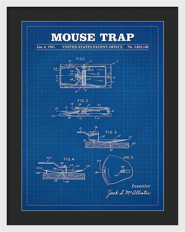 Mouse Trap Blueprint Patent Us3055140a