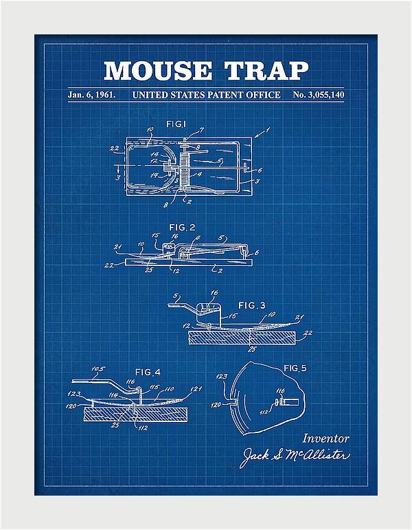 Mouse Trap Blueprint Patent Us3055140a