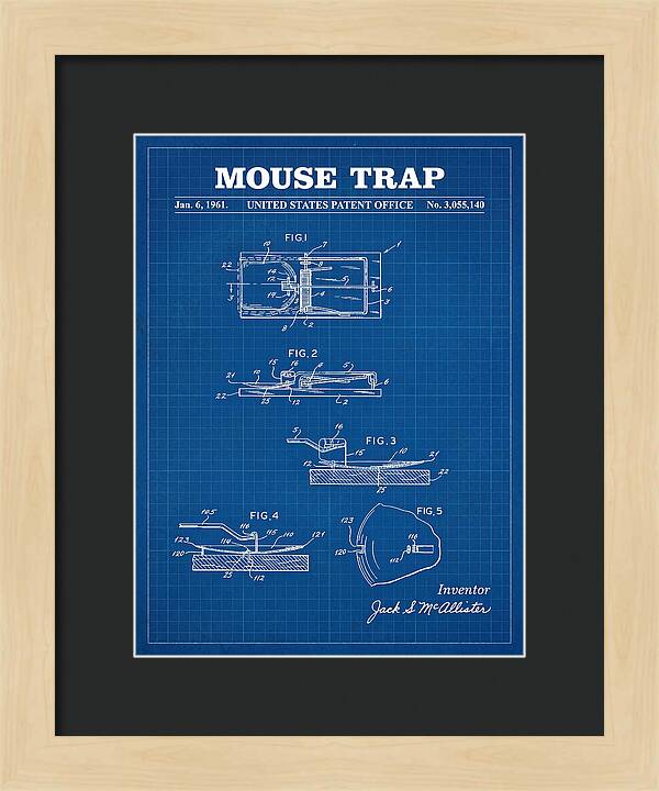Mouse Trap Blueprint Patent Us3055140a