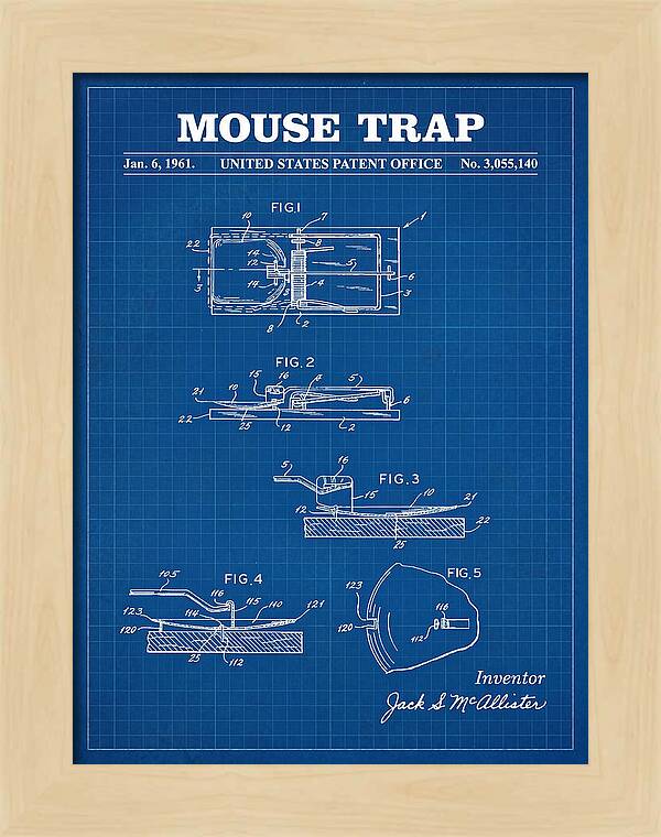 Mouse Trap Blueprint Patent Us3055140a
