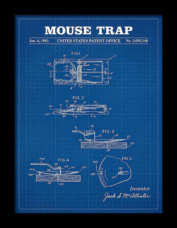 Mouse Trap Blueprint Patent Us3055140a