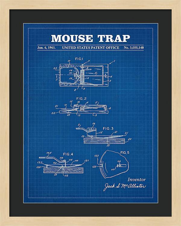 Mouse Trap Blueprint Patent Us3055140a