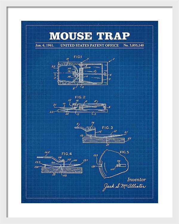 Mouse Trap Blueprint Patent Us3055140a