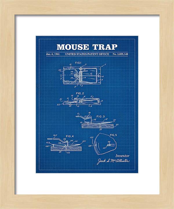 Mouse Trap Blueprint Patent Us3055140a