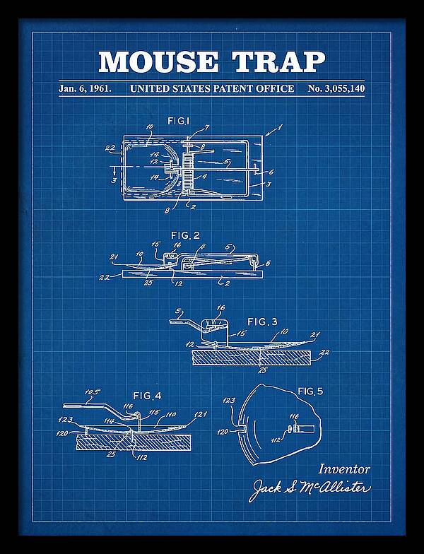 Mouse Trap Blueprint Patent Us3055140a