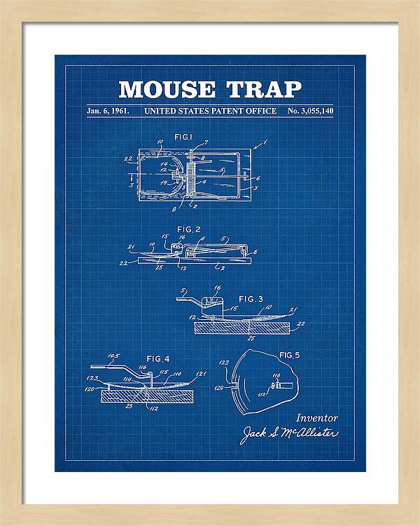 Mouse Trap Blueprint Patent Us3055140a