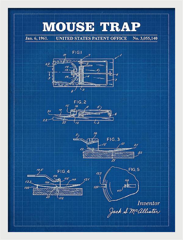 Mouse Trap Blueprint Patent Us3055140a